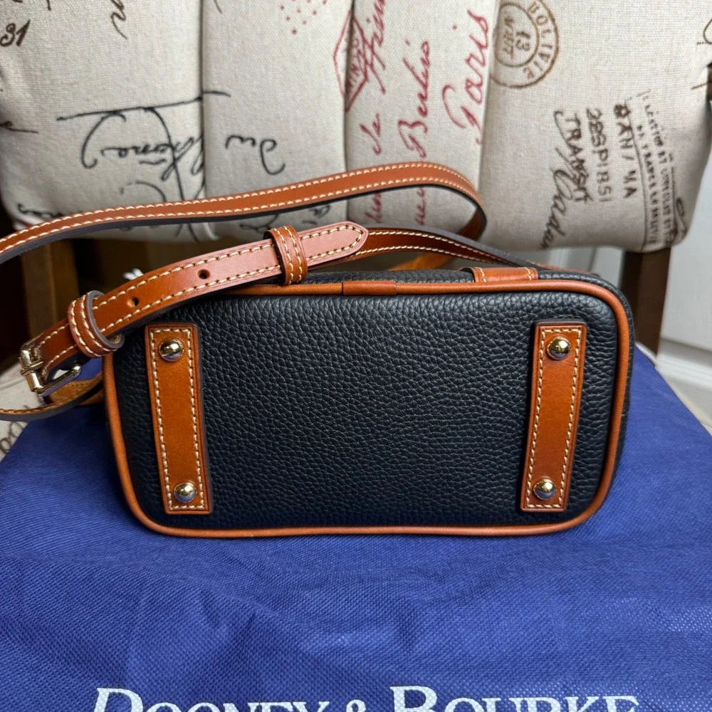 Dooney & Bourke Small Madeline Satchel Black Pebbled Leather Crossbody R5073 BL